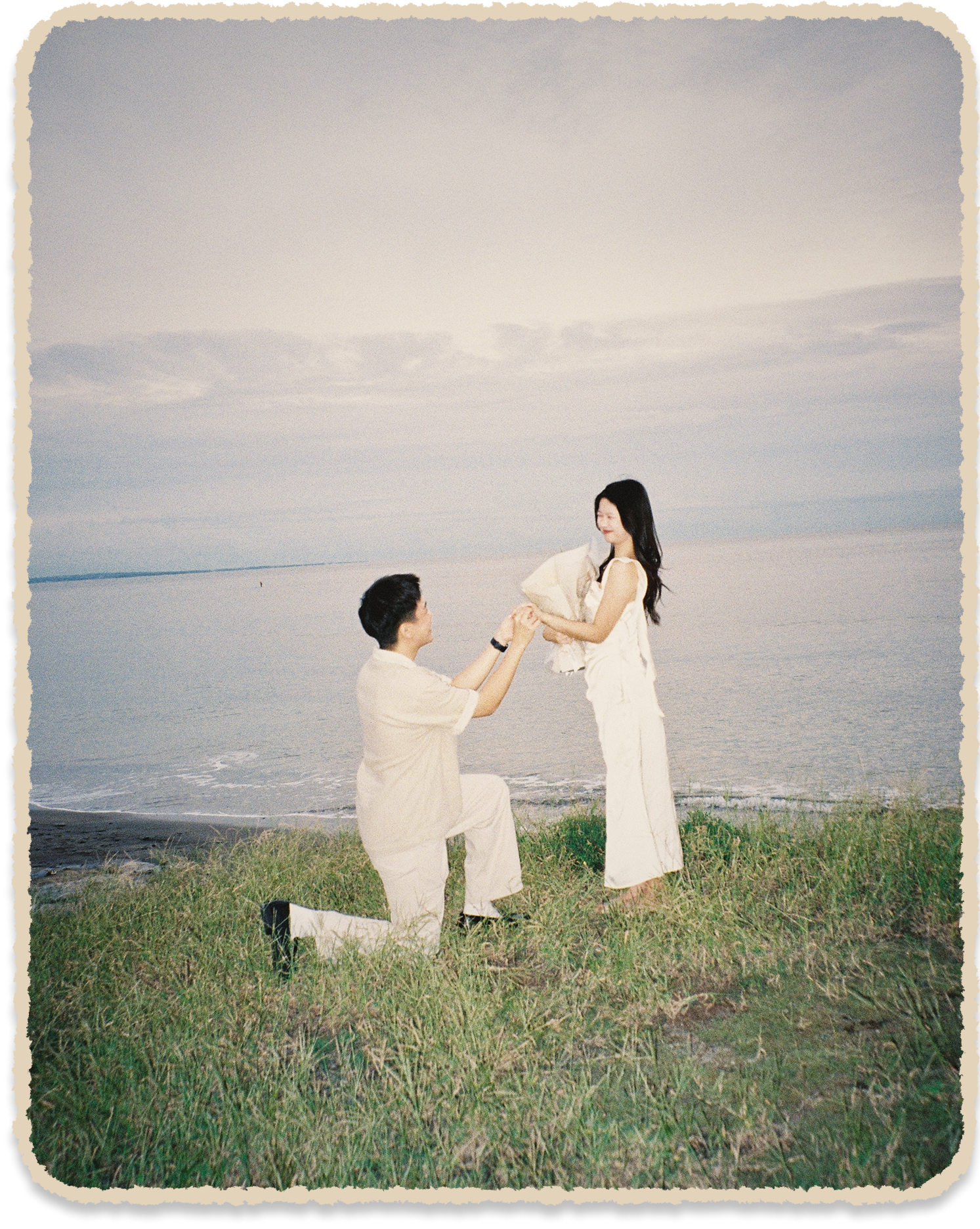 KC proposing to Cynthia by the sea